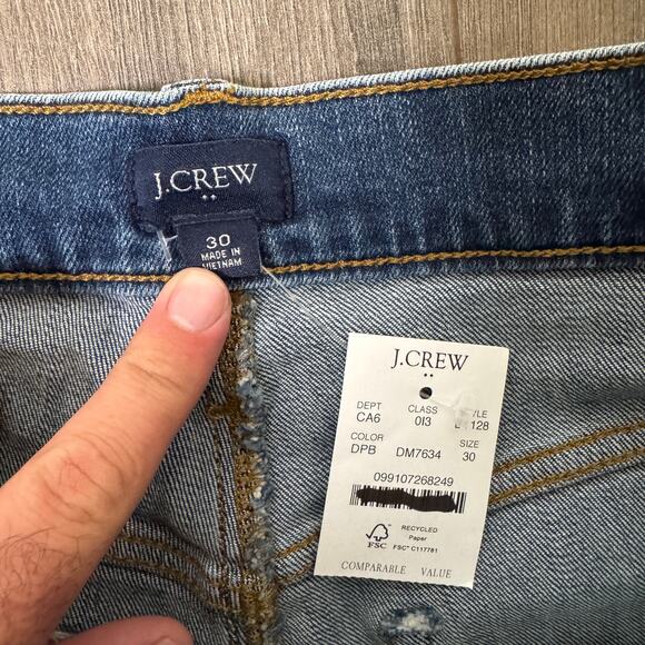 J.Crew Classic Denim Short WMNS 30 Dark Pacific Blue Wash Stretch Rolled Raw Hem - Picture 5 of 9